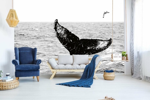 Vlies Fototapete - Wal im Meer 375 x 250 cm